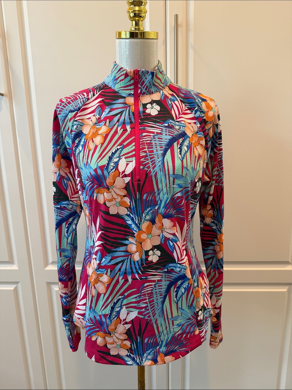Tommy Bahama Women's Tropical Long Sleeve Active Top - Pink Floral